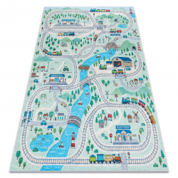 BAMBINO 61530 matto Joki, raiteet, juna lapsille liukumaton - vihreä / harmaa