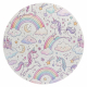 Tapis lavable BAMBINO 61400 cercle Licorne, arc-en-ciel pour les enfants antidérapant - crème / rose
