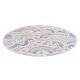 BAMBINO 61400 sirkel vasketeppe Unicorn, regnbue for barn anti-skli - krem / rosa