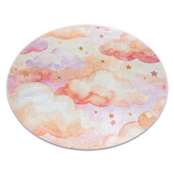 BAMBINO 61510 cirkel wastapijt Wolken, sterren voor kinderen antislip - room / roze