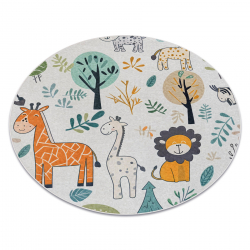 BAMBINO 61570 sirkel vasketeppe Dyr, Afrika for barn anti-skli - krem / grønn