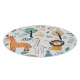BAMBINO 61570 cirkel tapijt wasbaar Dieren, Afrika voor kinderen antislip - room / groen
