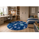 Tapis lavable BAMBINO 61580 cercle Fusée spatiale pour les enfants antidérapant - bleu marine / orange