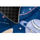 Μοκέτα πλυσίματος BAMBINO 61580 κύκλος Space, ρουκέτα για παιδιά αντιολισθητική - μπλε σκούρο / πορτοκαλί