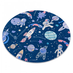 BAMBINO 61580 sirkel vasketeppe Space, rakett for barn anti-skli - marineblått / oransje