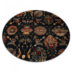 Wollteppich OMEGA LATICA Kreis Blumen dunkelblau