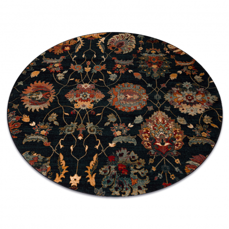Tapijt OMEGA LATICA cirkel bloemen donkerblauw