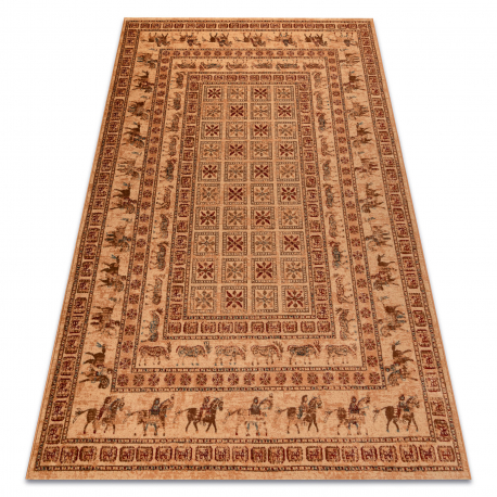 Dywan wełniany KASHQAI 4301 100 orientalny, etniczny łososiowy / bordo