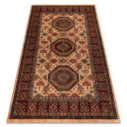 Tapete de lã KASHQAI 4317 100 oriental, quadro cor salmão / bordó