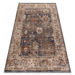 Tepih LARIS 737 plava / smeđa – okvir, ornament, klasični stil, vintage stil, rese