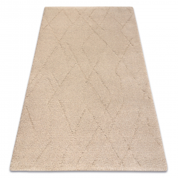 DUNE WOOL 497 03 TM130 vlnený koberec béžový OSTA – Mriežka, hrubý, mäkký