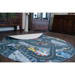Autók gyermek szőnyeg kör szürke 