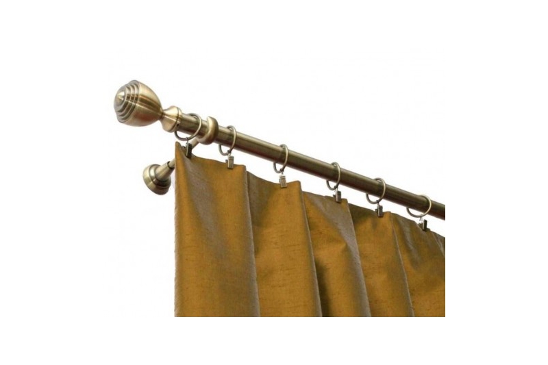 Curtain Rod Single Satrun Antique Brass, Antique Brass Shower Curtain Rings