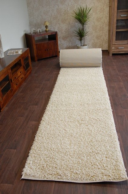 Alfombra de pasillo SHAGGY 5 cm crema - Alfombras de pasillo modernas