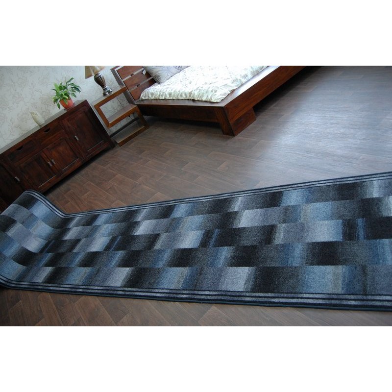 Alfombra de pasillo gruesa con refuerzo de goma IKAT gris - Antideslizantes