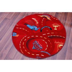 Detský okrúhly koberec CARS Autá, červená 