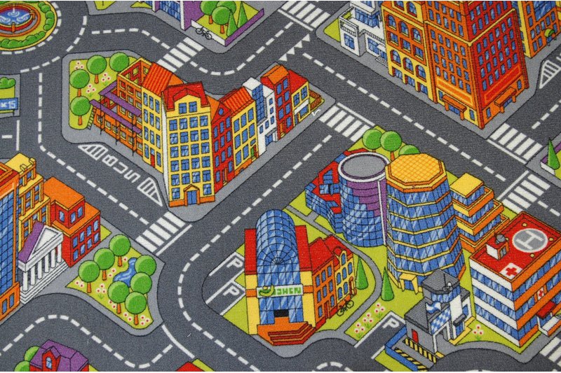 Dywan dziecięcy ULICZKI BIG CITY szary - Rozmiar : 100x200 cm