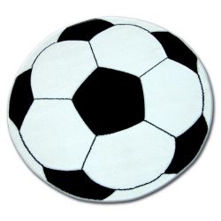 Tæppe børns HAPPY - HJUL FODBOLD hvid sort
