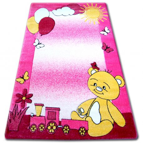 Bērnu paklājs HAPPY C210 rozā Teddy lācis